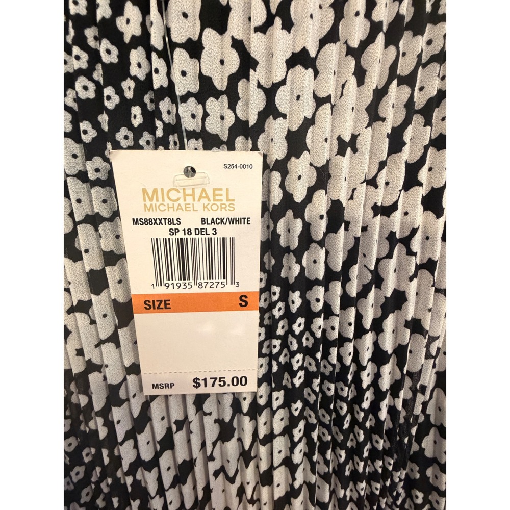 S 112 Michael Kors NWT Black White Floral Strapless Maxi Dress Smocked Boho - Picture 5 of 5